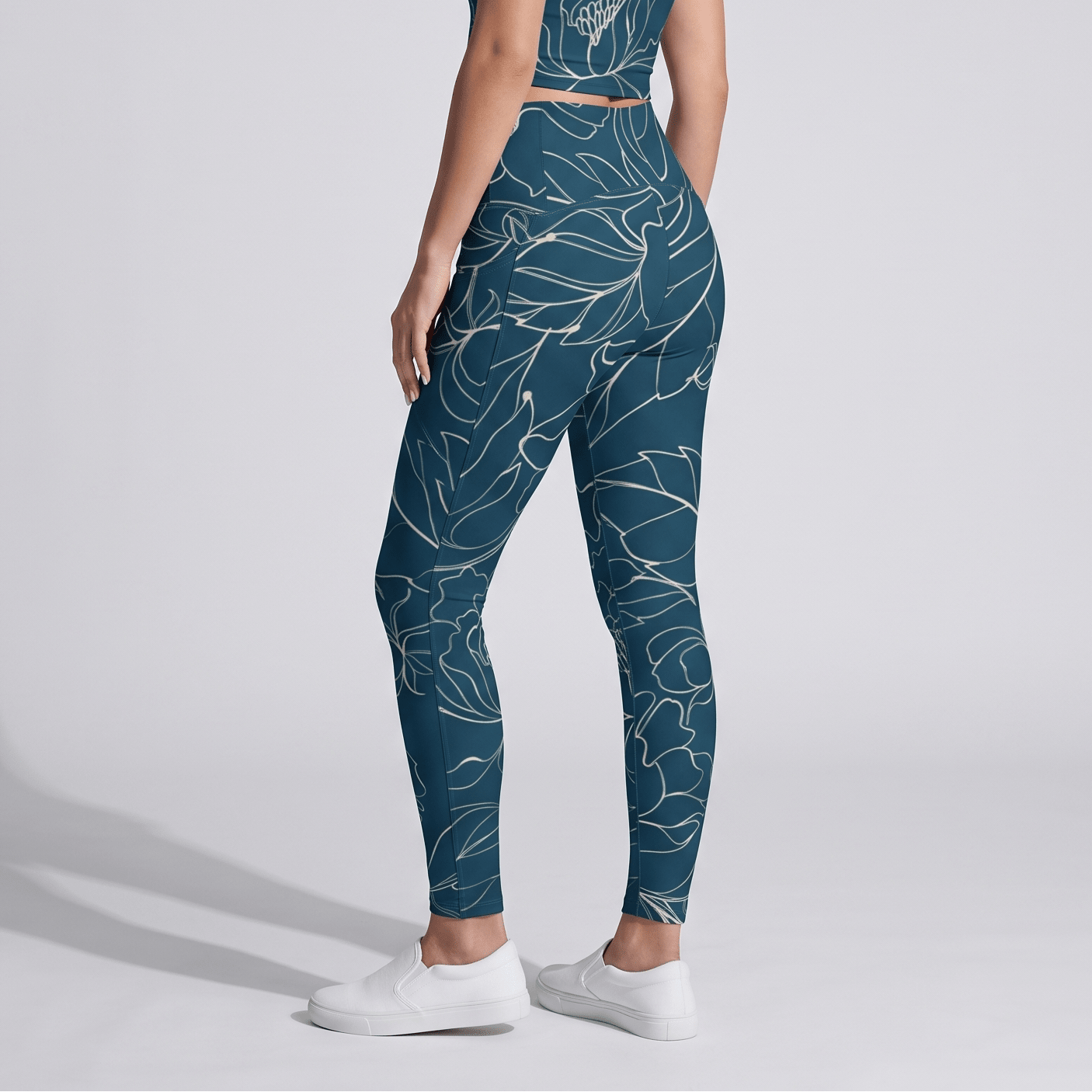 Botanical Energy (Crossover Leggings w/pockets - FB0017) - Trillii