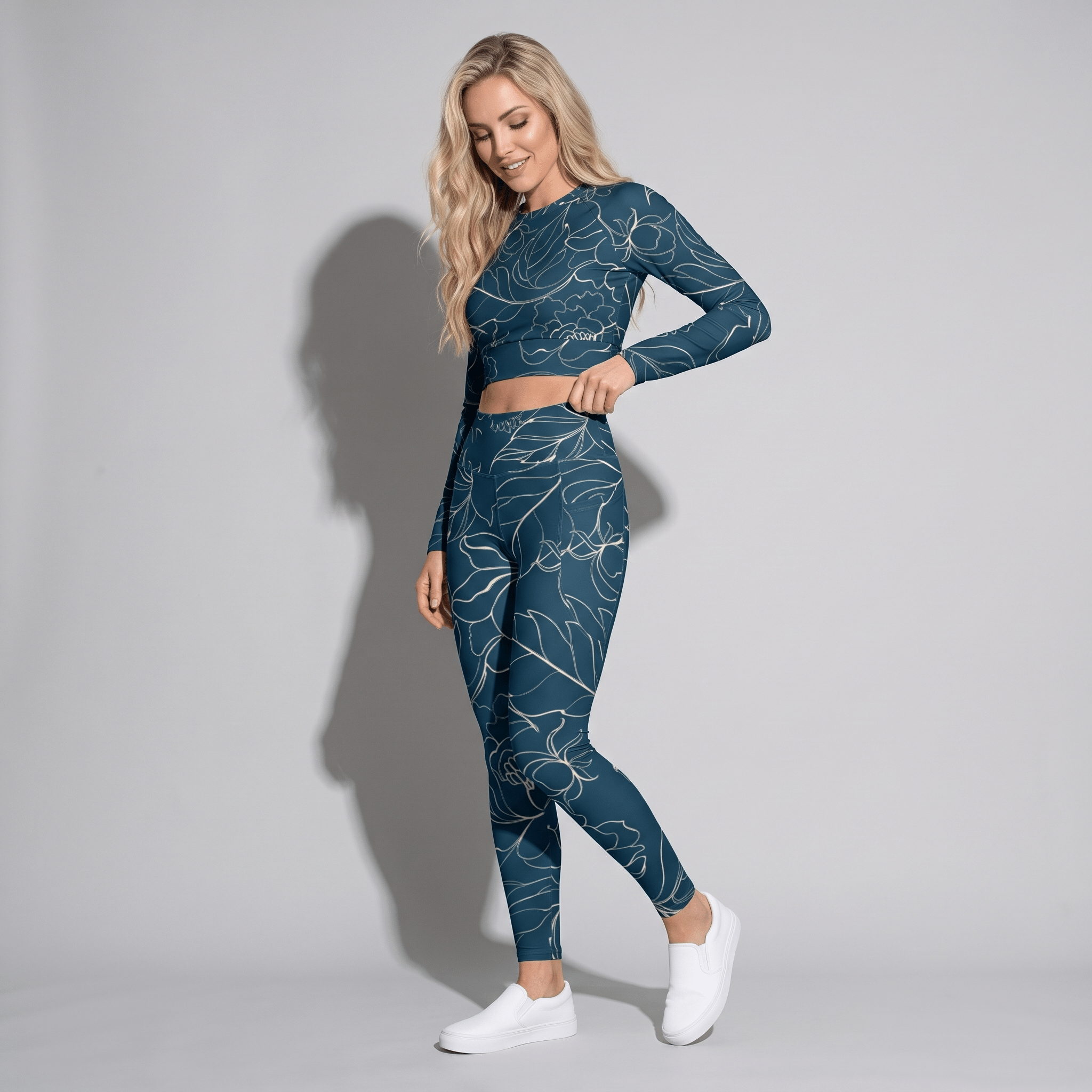 Botanical Energy (Long-sleeve Crop Top - FB0017) - Trillii