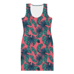 Crimson Feathers (Bodycon Dress - FB0084) - Trillii