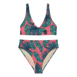 Crimson Feathers (High Waisted Bikini - FB0084) - Trillii