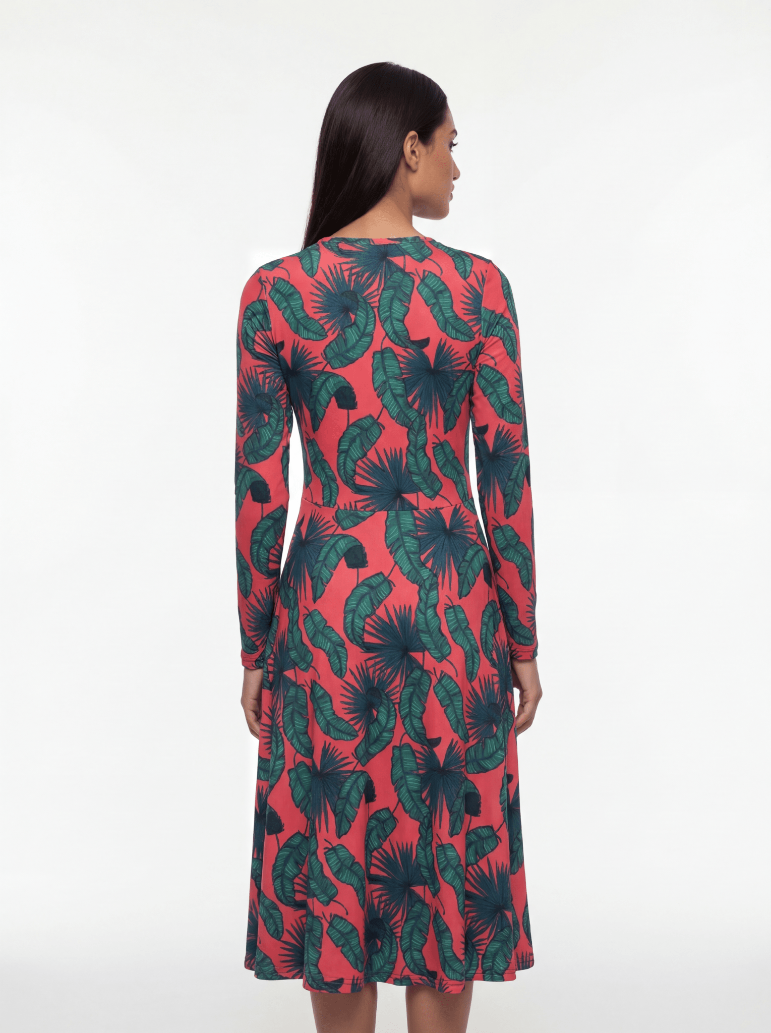Crimson Feathers (Midi Dress - FB0084) - Trillii
