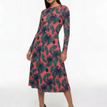 Crimson Feathers (Midi Dress - FB0084) - Trillii