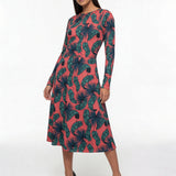 Crimson Feathers (Midi Dress - FB0084) - Trillii