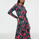 Crimson Feathers (Midi Dress - FB0084) - Trillii
