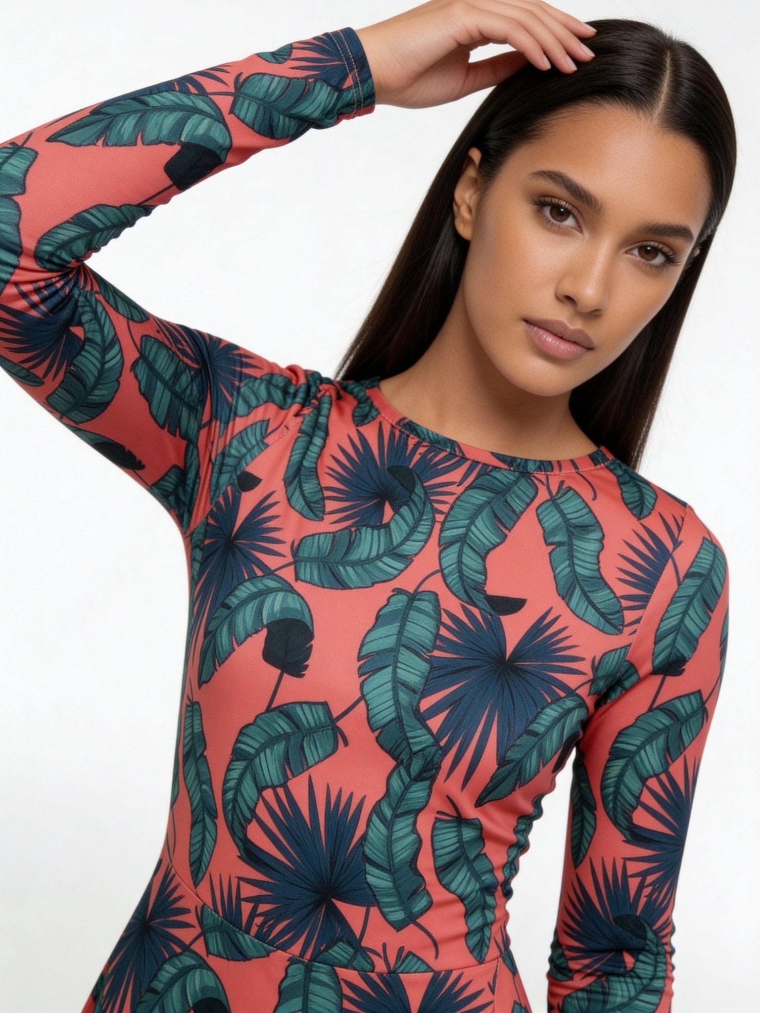 Crimson Feathers (Midi Dress - FB0084) - Trillii