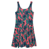 Crimson Feathers (Skater Dress - FB0084) - Trillii