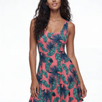 Crimson Feathers (Skater Dress - FB0084) - Trillii