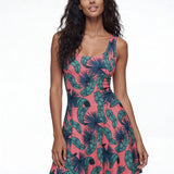 Crimson Feathers (Skater Dress - FB0084) - Trillii
