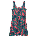 Crimson Feathers (Skater Dress - FB0084) - Trillii