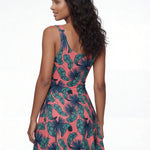 Crimson Feathers (Skater Dress - FB0084) - Trillii