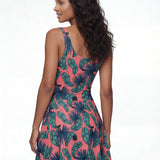Crimson Feathers (Skater Dress - FB0084) - Trillii