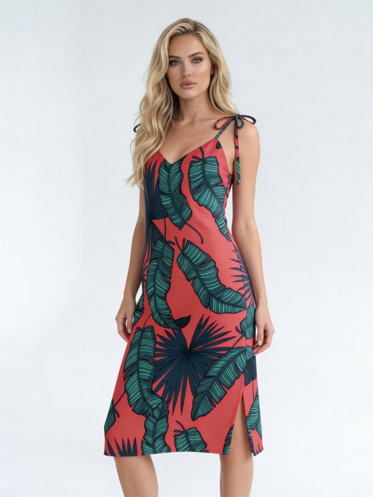 Crimson Feathers (Slip Dress - FB0084) - Trillii