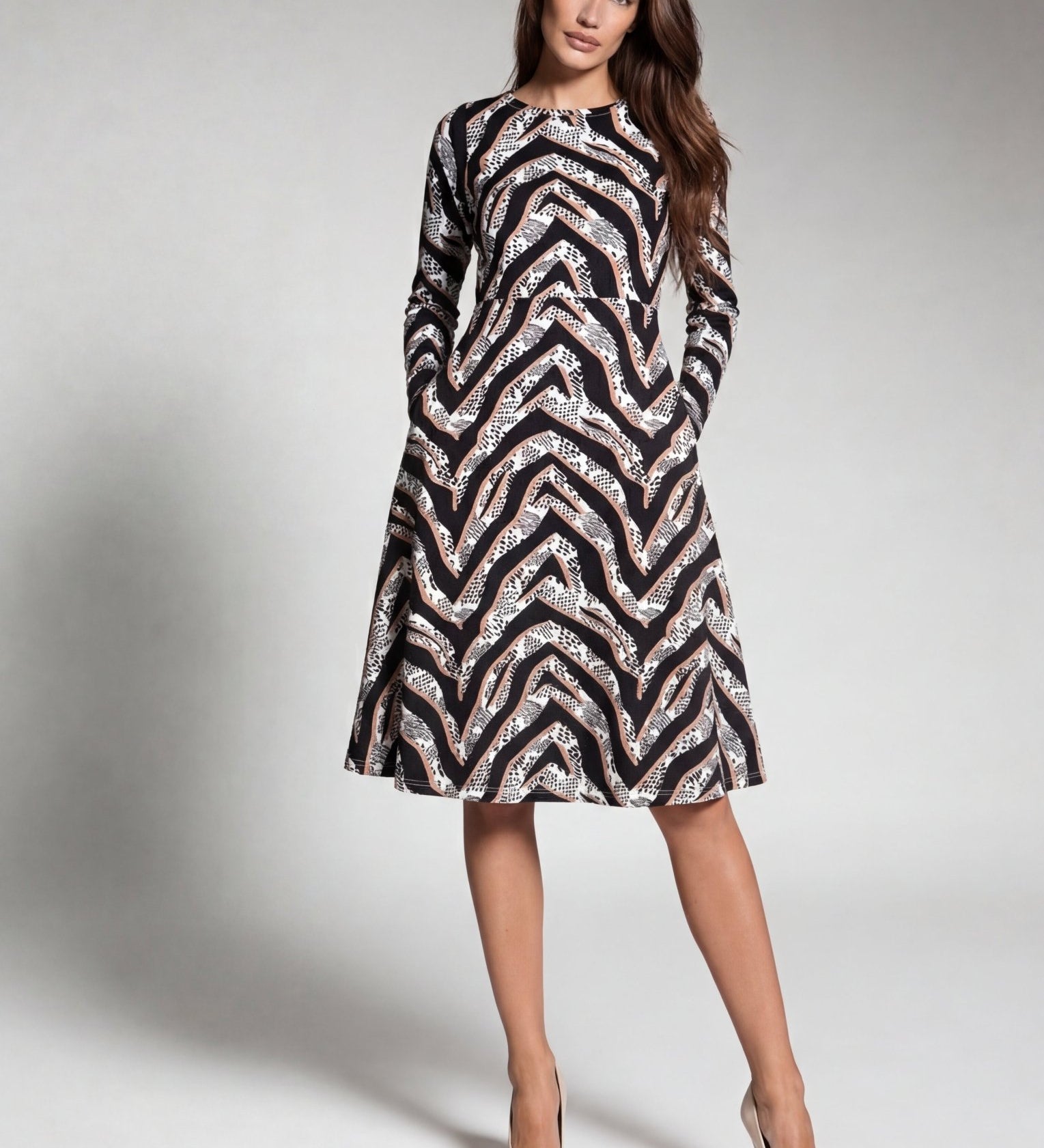 Diamond Zebra (Midi Dress - FB0085) - Trillii