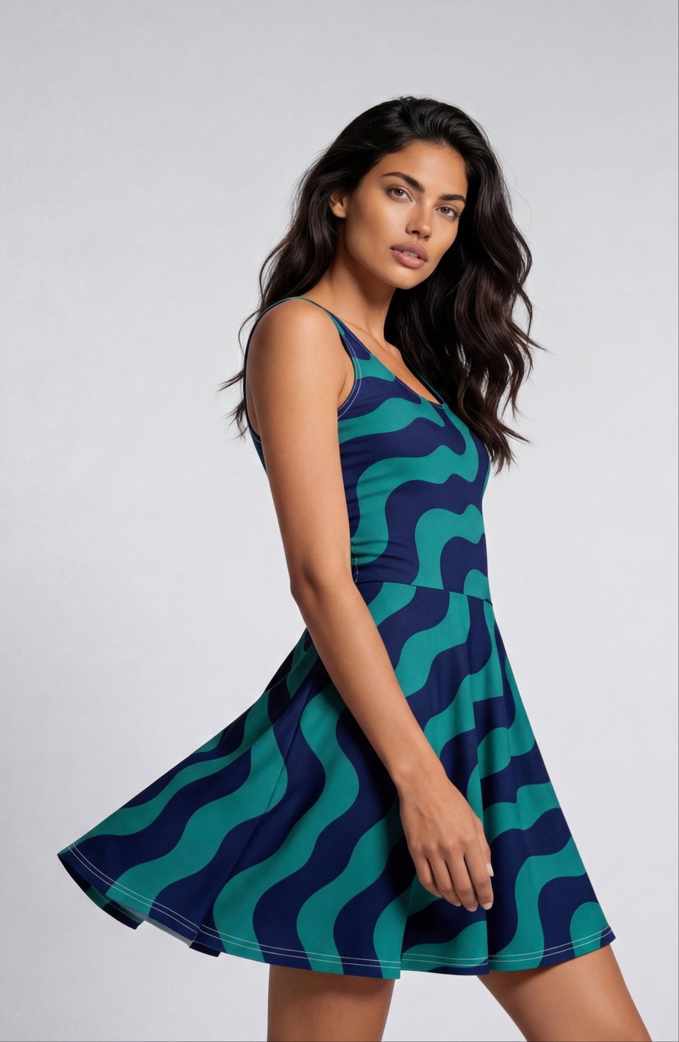 Feeling Blue (Skater Dress - FB0078) - Trillii