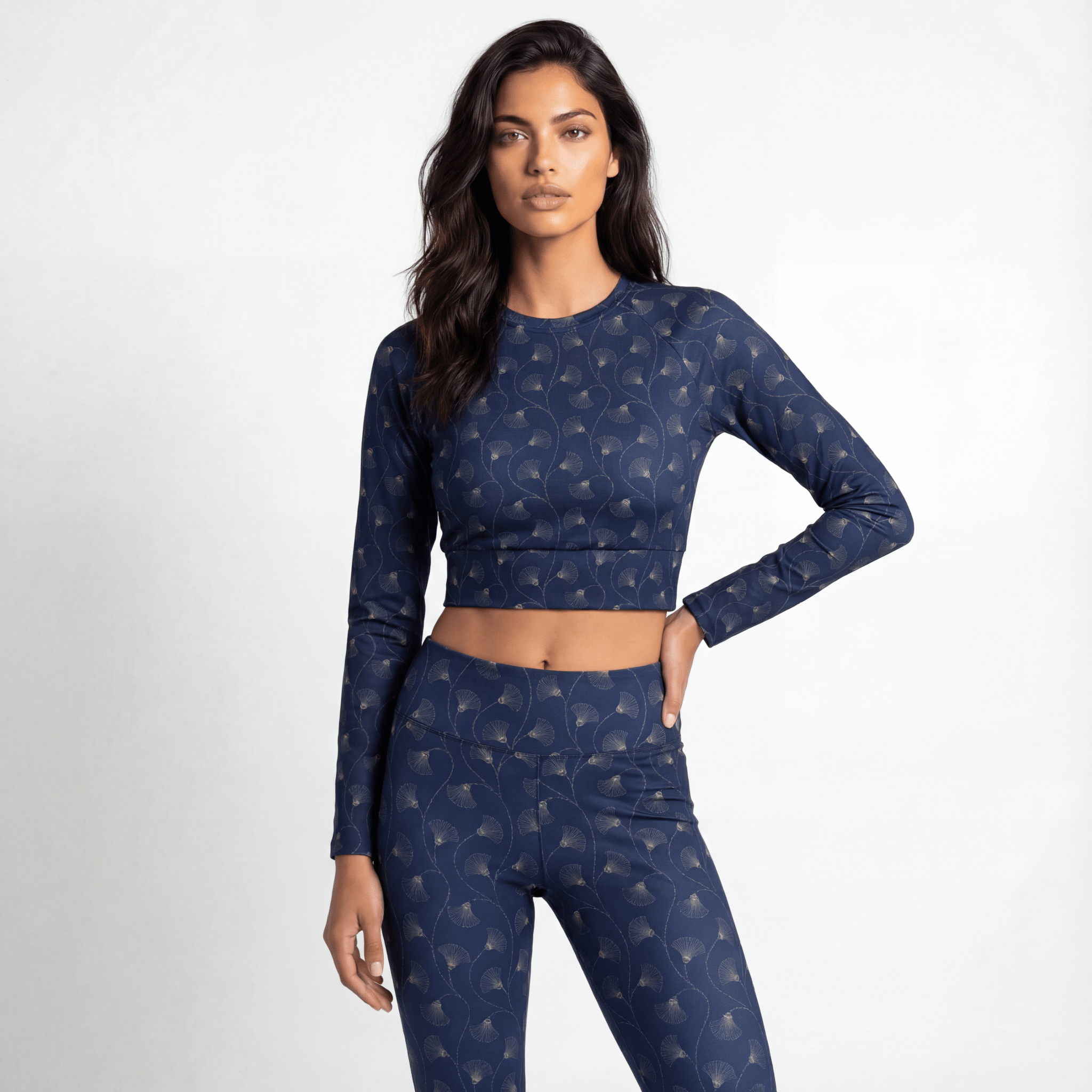 Imperial Bloom (Long Sleeve Cropped Top - FB0069) - Trillii