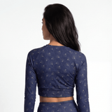 Imperial Bloom (Long Sleeve Cropped Top - FB0069) - Trillii