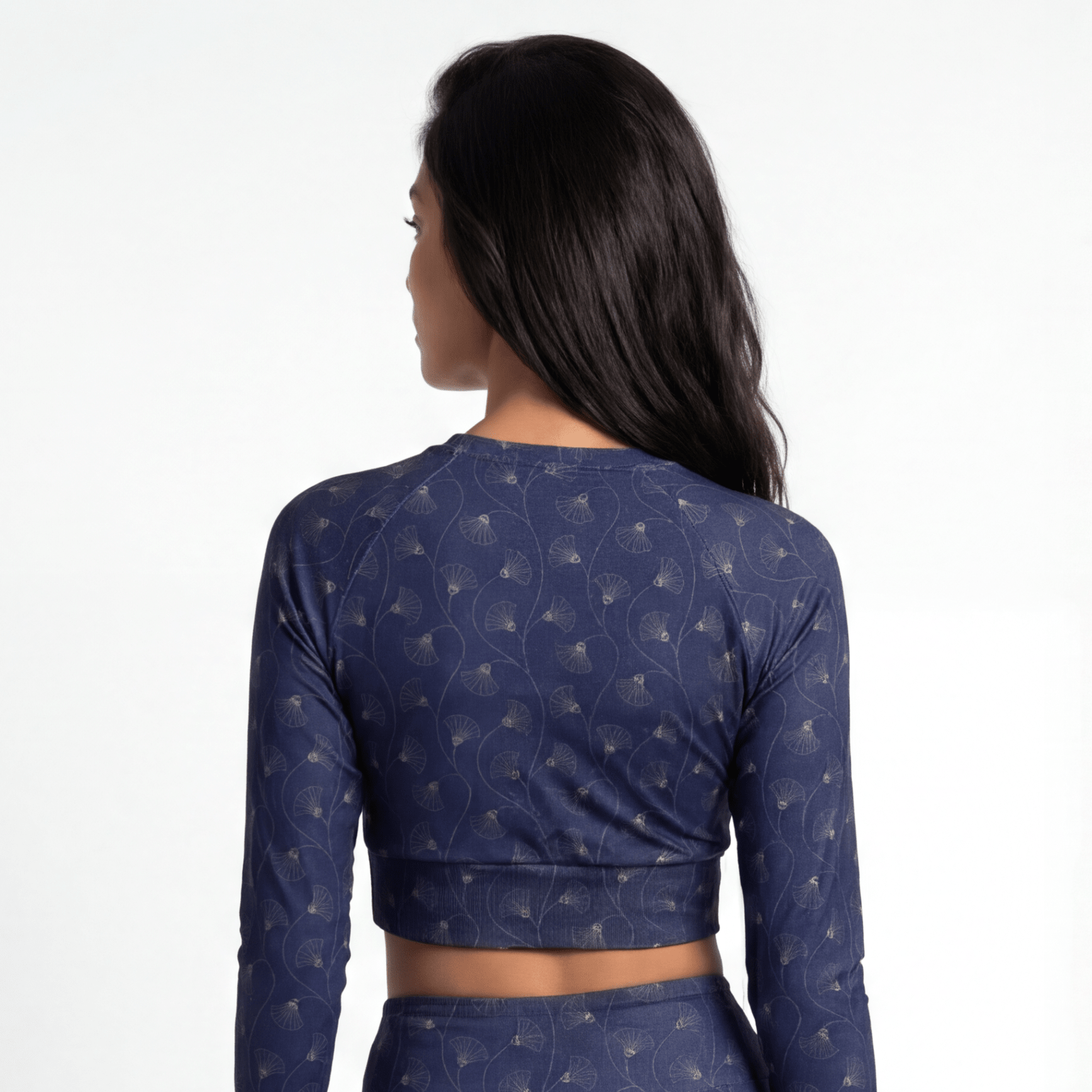 Imperial Bloom (Long Sleeve Cropped Top - FB0069) - Trillii