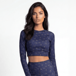 Imperial Bloom (Long Sleeve Cropped Top - FB0069) - Trillii