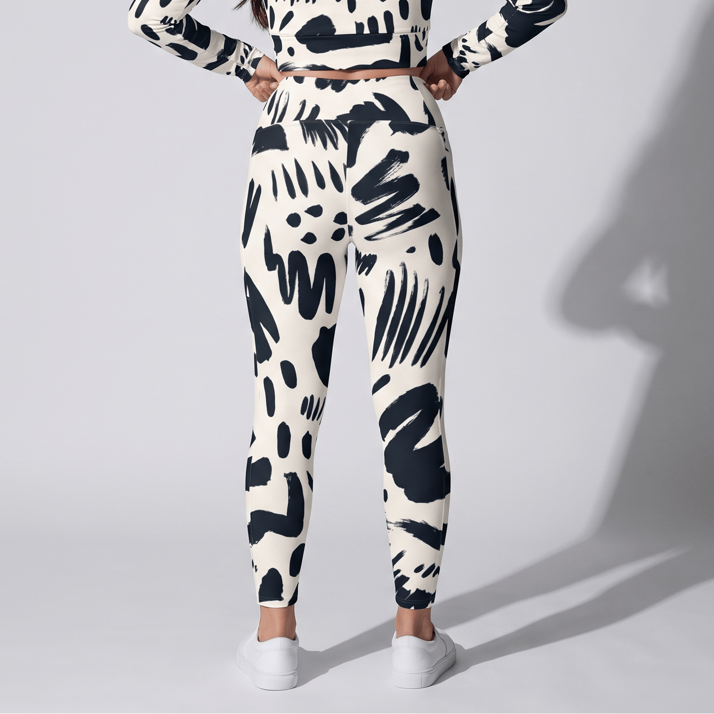 Monochrome (Crossover Leggings w/ Pockets - FB0016) - Trillii