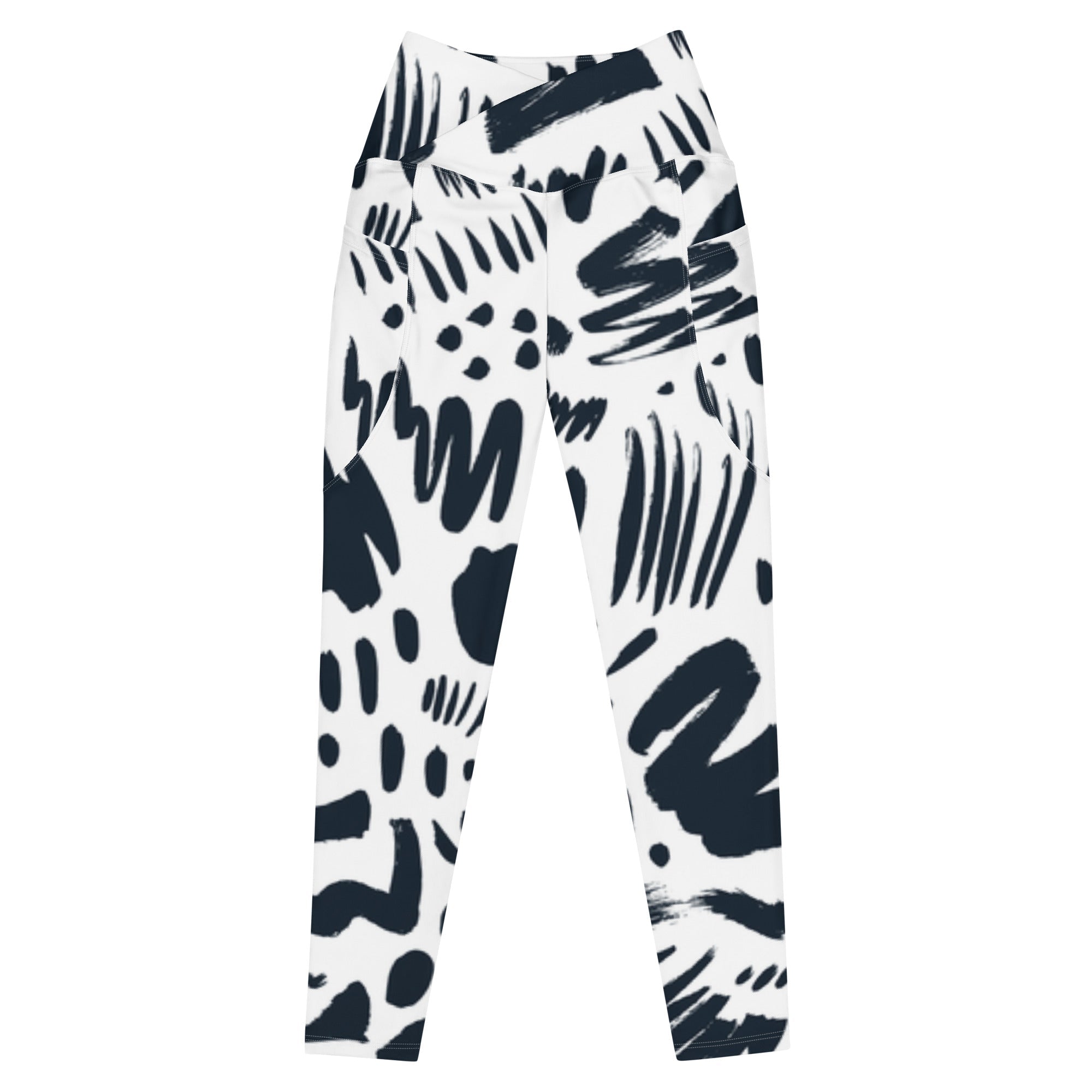 Monochrome (Crossover Leggings w/ Pockets - FB0016) - Trillii