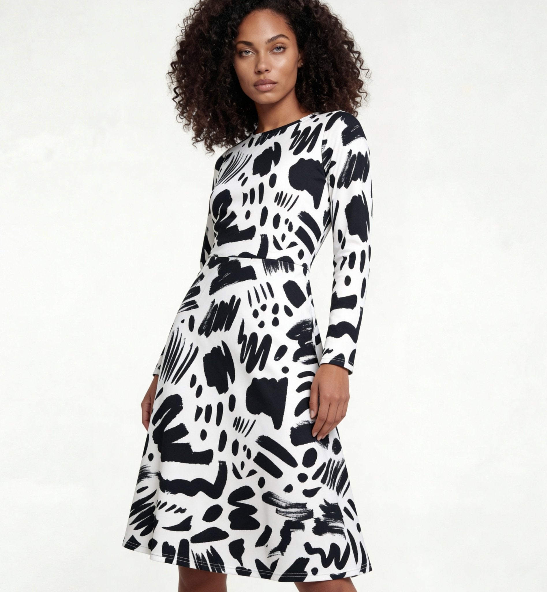 Monochrome (Midi Dress - FB0016) - Trillii
