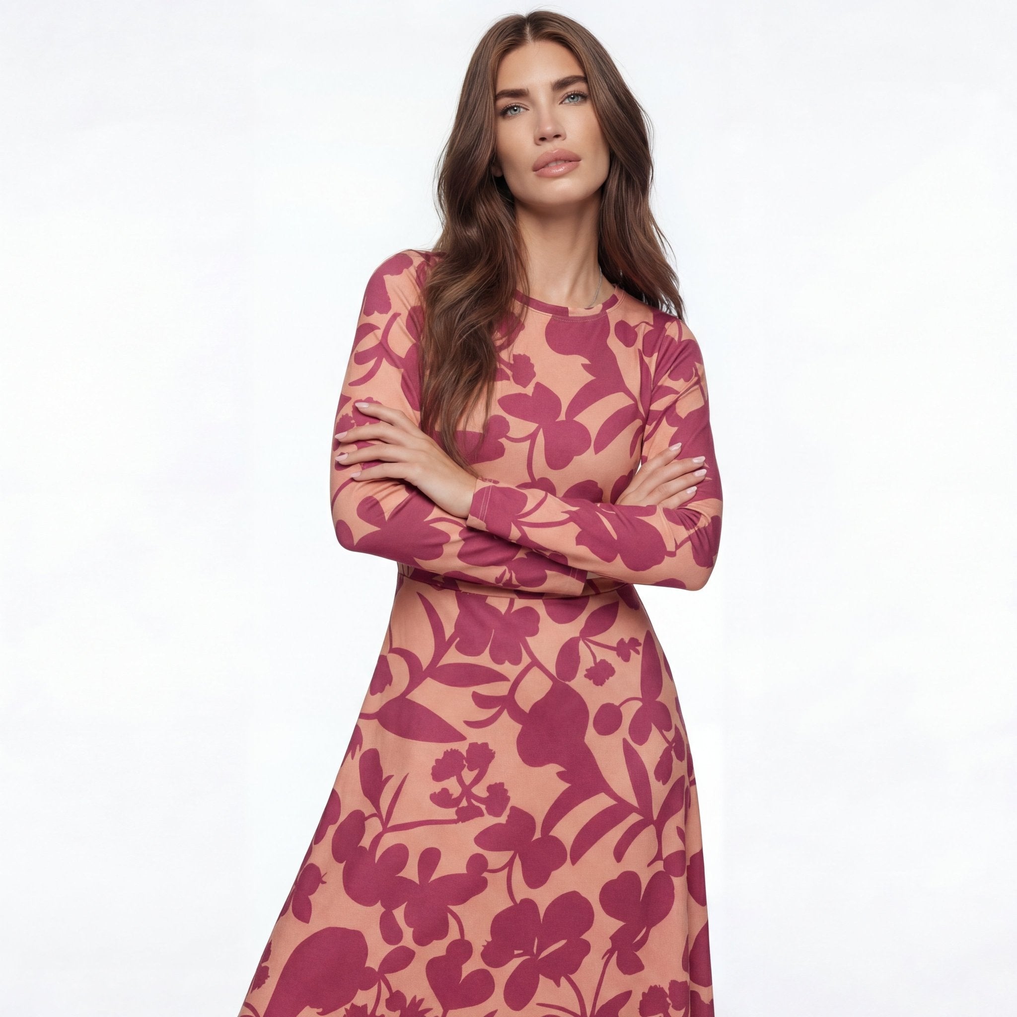 Pink Shade (Midi Dress - FB0089) - Trillii