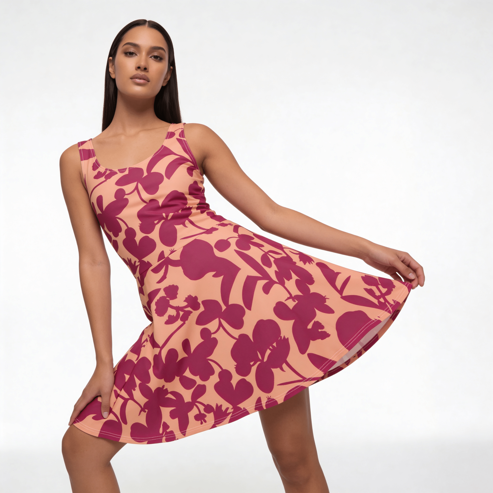 Pink Shade (Skater Dress - FB0089) - Trillii