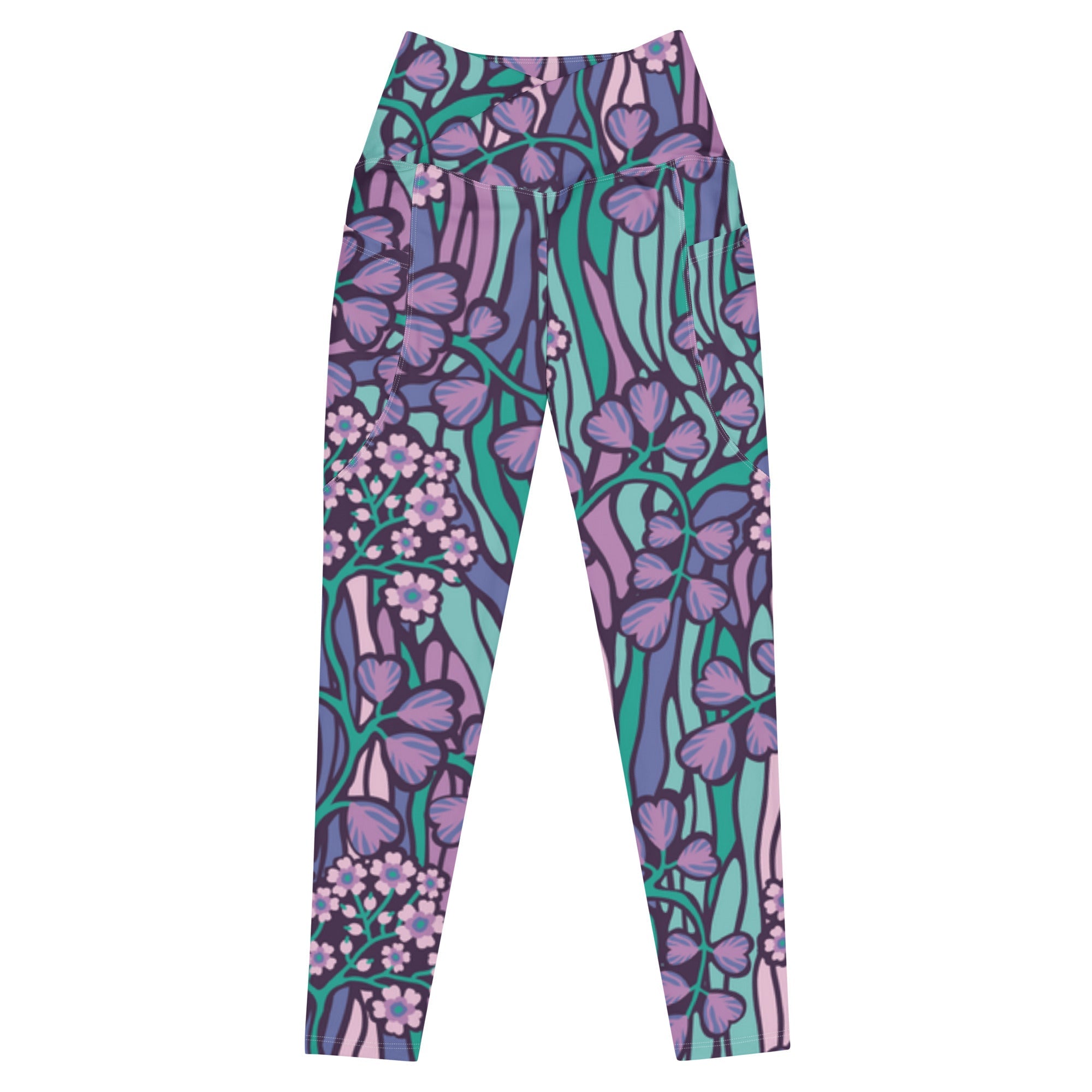 Purple Jungle (Crossover Leggings w/ pockets - FB0027) - Trillii