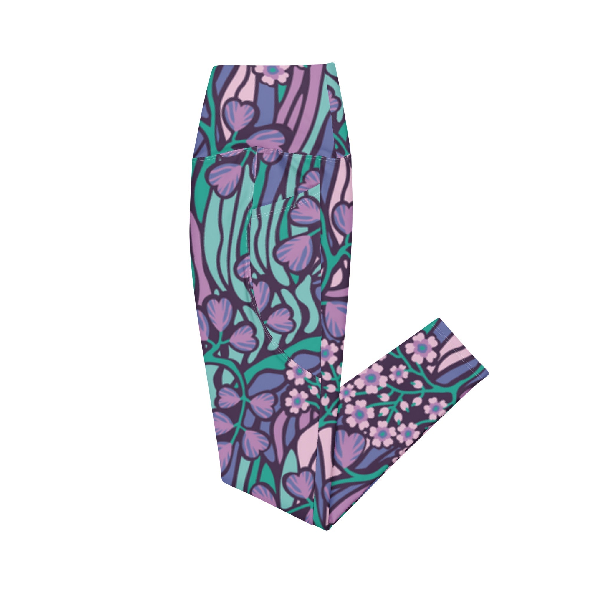 Purple Jungle (Crossover Leggings w/ pockets - FB0027) - Trillii