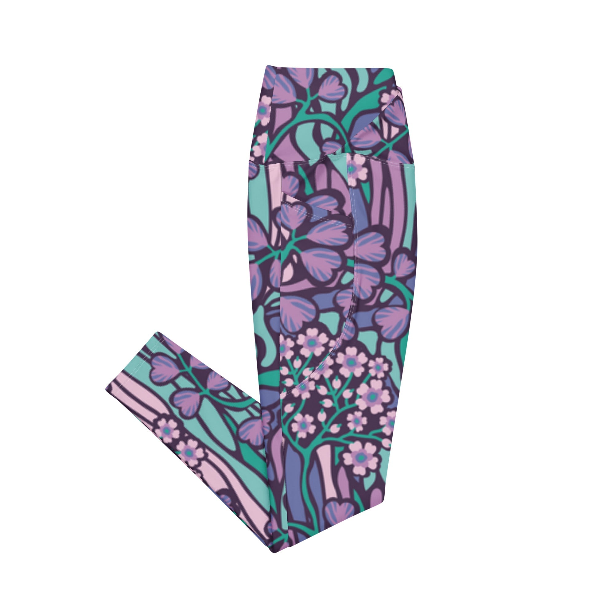 Purple Jungle (Crossover Leggings w/ pockets - FB0027) - Trillii