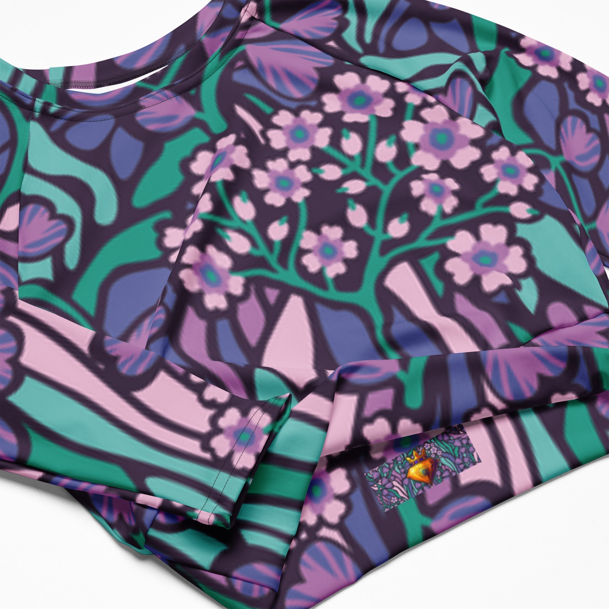 Purple Jungle (Long - sleeve Crop Top - FB0027) - Trillii