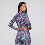 Purple Jungle (Long-sleeve Crop Top - FB0027) - Trillii