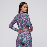 Purple Jungle (Long-sleeve Crop Top - FB0027) - Trillii
