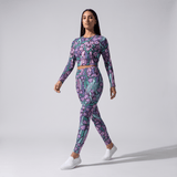 Purple Jungle (Long-sleeve Crop Top - FB0027) - Trillii