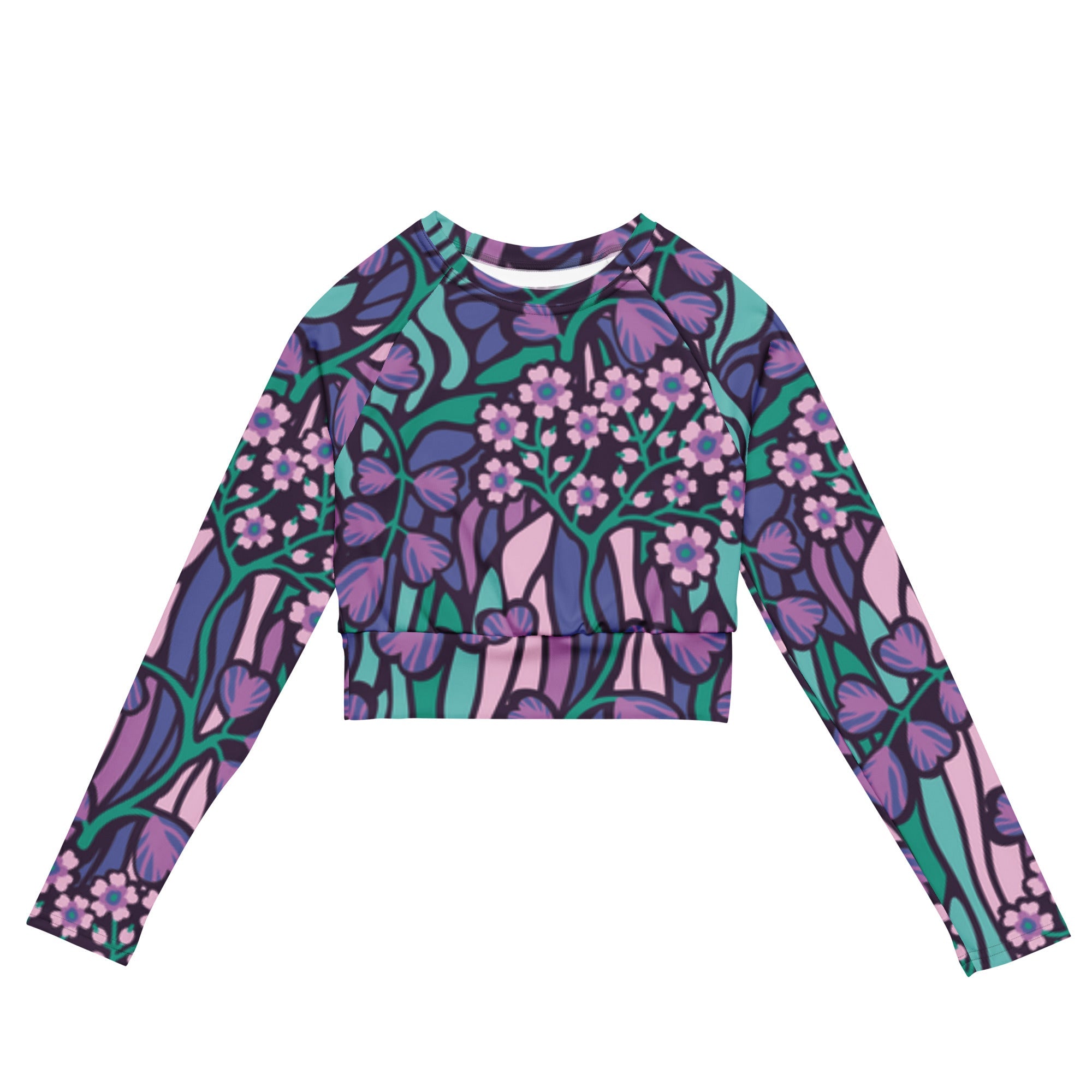 Purple Jungle (Long - sleeve Crop Top - FB0027) - Trillii