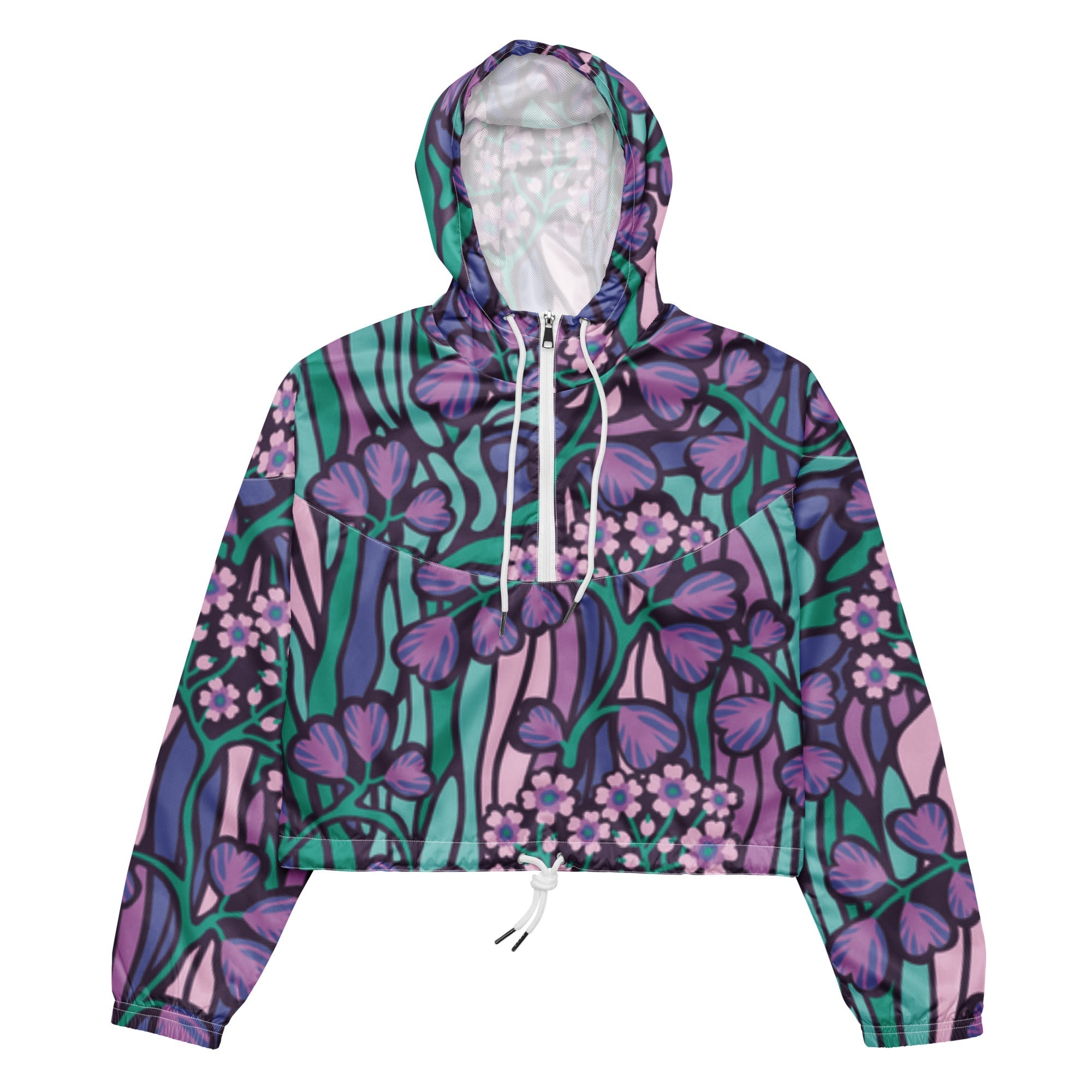 Purple Jungle (Women’s cropped windbreaker - FB0027) - Trillii