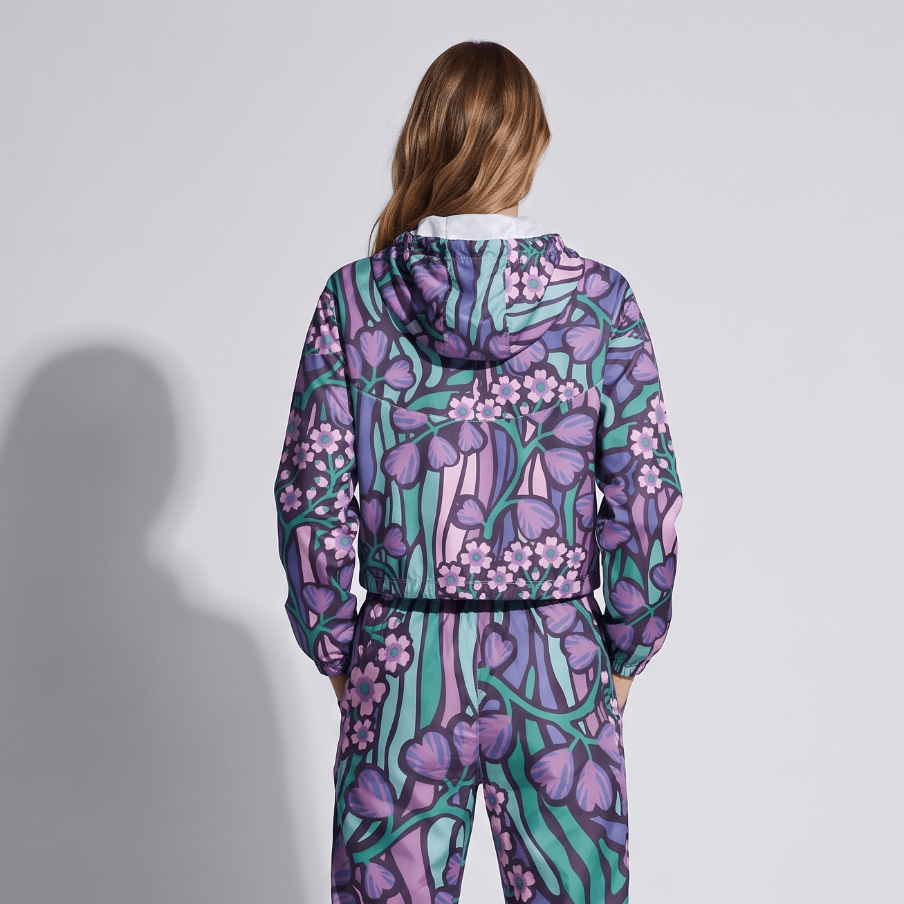 Purple Jungle (Women’s cropped windbreaker - FB0027) - Trillii